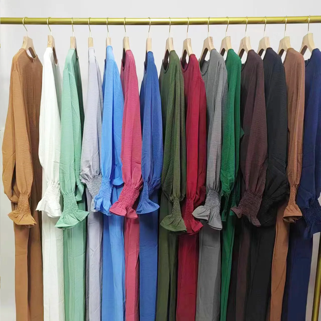 ชุดเดรสยาวสีพื้น รุ่น FY24930 สไตล์ดูไบ สำหรับผู้หญิง ใส่สบาย เหมาะกับทุกสภาพอากาศ