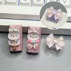 Hand Customized Ice Transparent BowLight Transparent Keycap Cute ESC Rabbit Cross Shaft Mechanical Keyboard Keycap