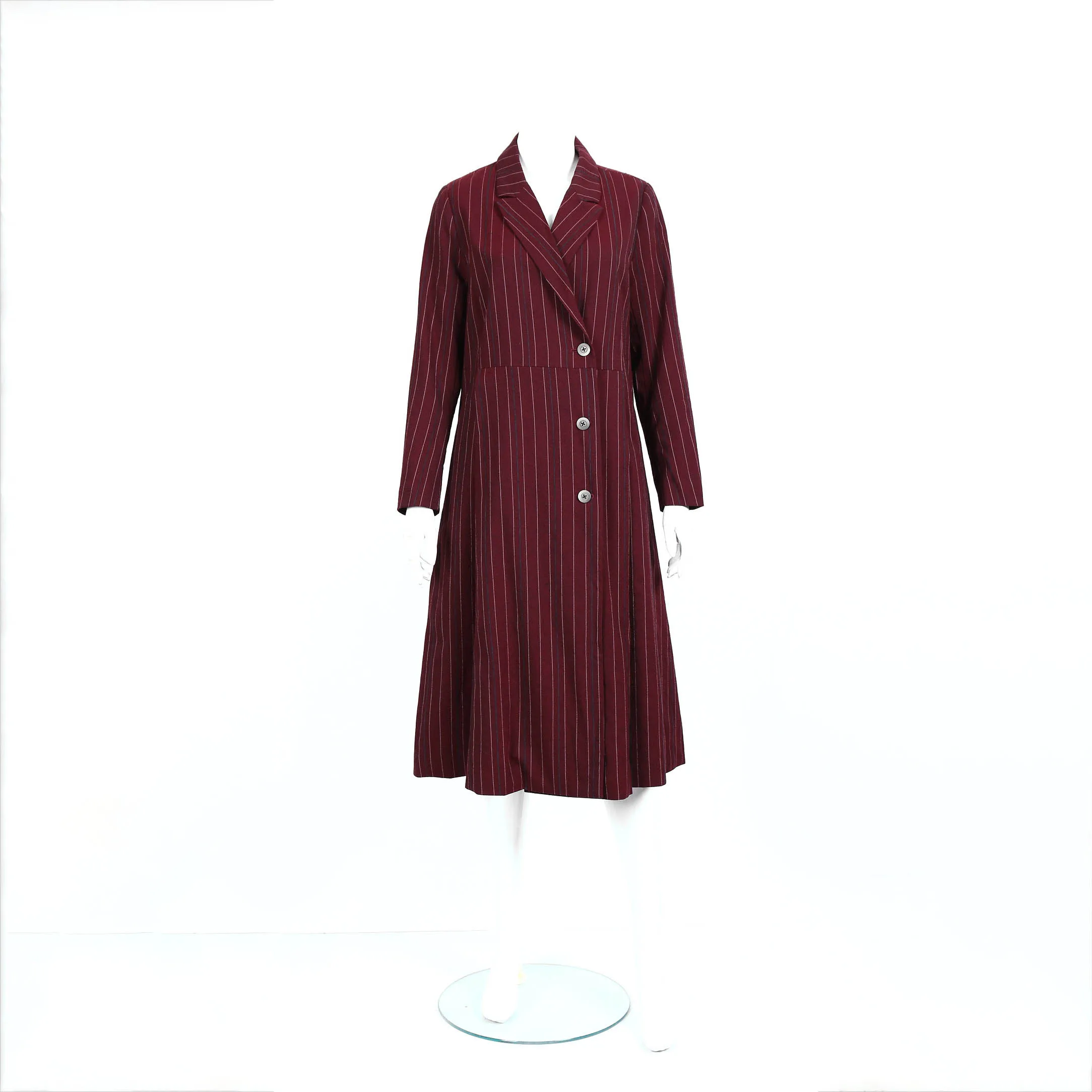 

Женский бордовый плащ в тонкую полоску, весна 2024, модная однобортная однобортная элегантная длинная верхняя одежда высокого качества с лацканами
