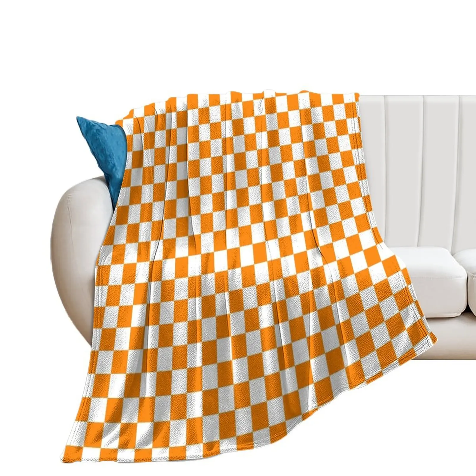 Orange/white checkered pattern Throw Blanket Single Tourist Heavy Blankets