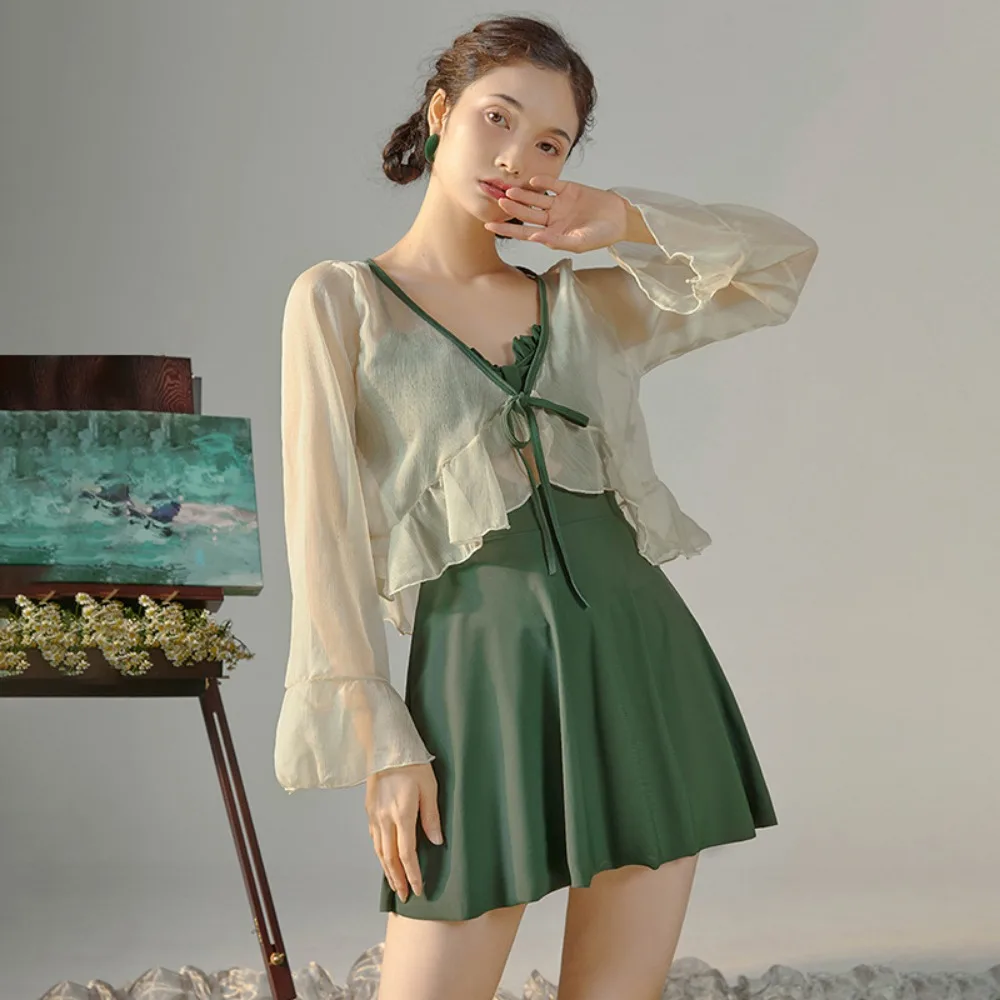 Sheer Blouse Irregular Women Flare Long Sleeve Ruffles Fairycore Summer Breathable Lightweight Lace Up Korean Style Fashion Cozy