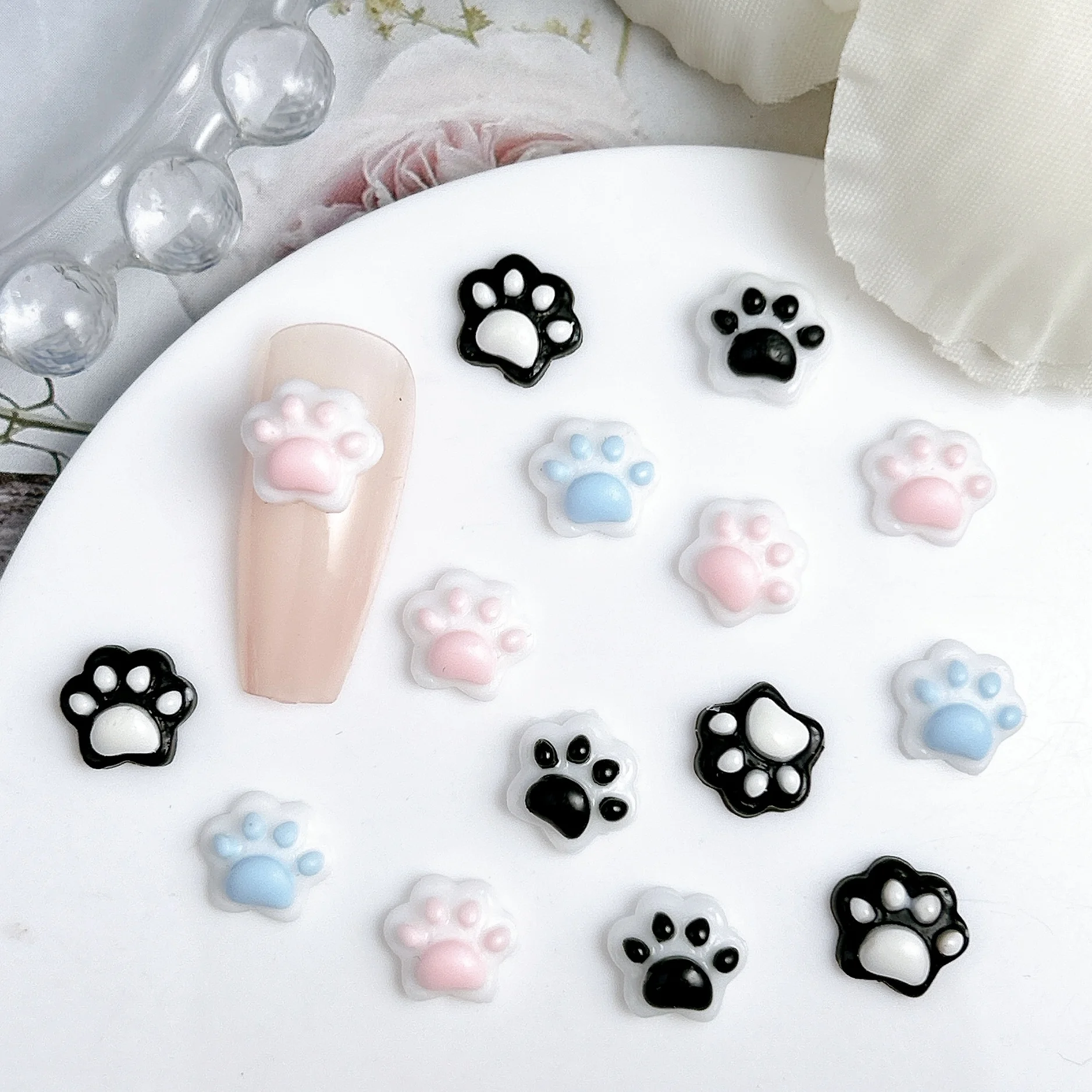 20PCS Luminous Lovely Puppy Claws Resin Nail Charms Colorful Creative Simulated Animal Claws Nail Art Decorations for DIY Nails