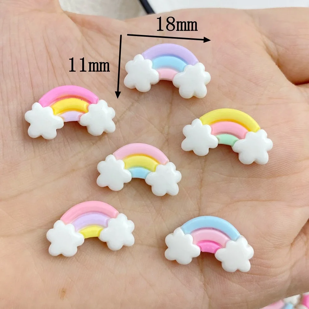 30Pcs New Cute Resin Mini Colorful Rainbow Series Flat Back Free Shipping Manicure Parts Embellishments For Hair Bows Accessorie