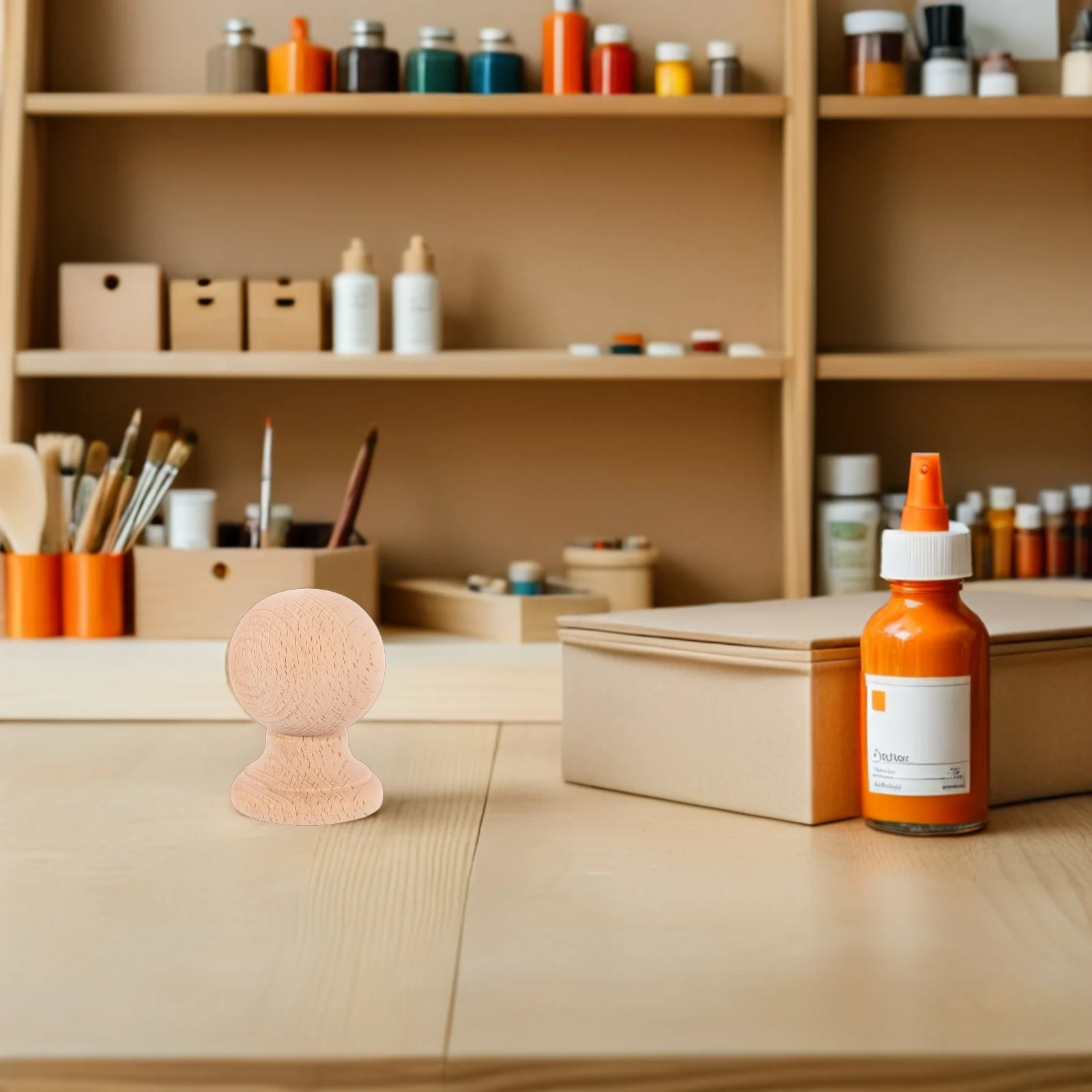 

4pcs Solid Wood Decorative Finials Roman Style Carved Unfinished Ball Knobs For Diy Furniture Home Decor Curtain Rods Craft