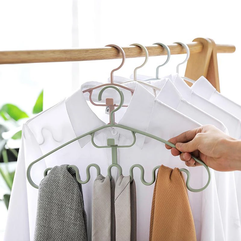 1pc Waves Multi-port Support Hangers for Clothes Drying Rack Multifunction Plastic Clothes Rack Drying Hanger Storage Hangers