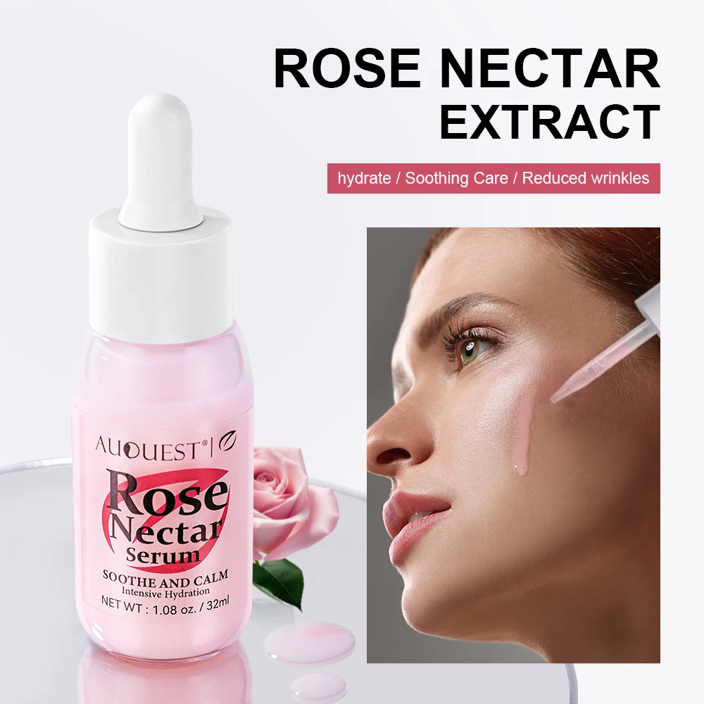Rose Face Serum Whitening Hyaluronic Acid Dark Spots Remover Serum Moisturizing Repair Dull Skin Care Products