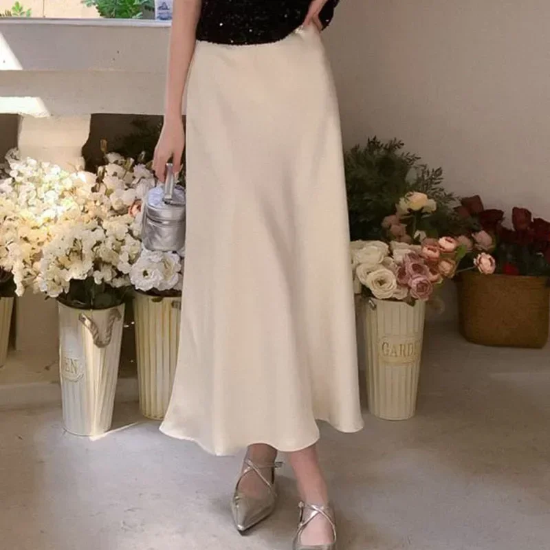 

Women's Long Skirts 2025 Spring Summer Elegant Party Evening Mini Skirts Female Fashion High Waisted Office Lady Skirts
