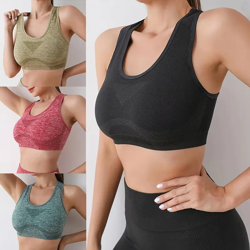 

Women's Sports Bra Shockproof Seamless underwear yoga vest quick-dry Running Bra for Women push up Tops with Pad Gym Wear