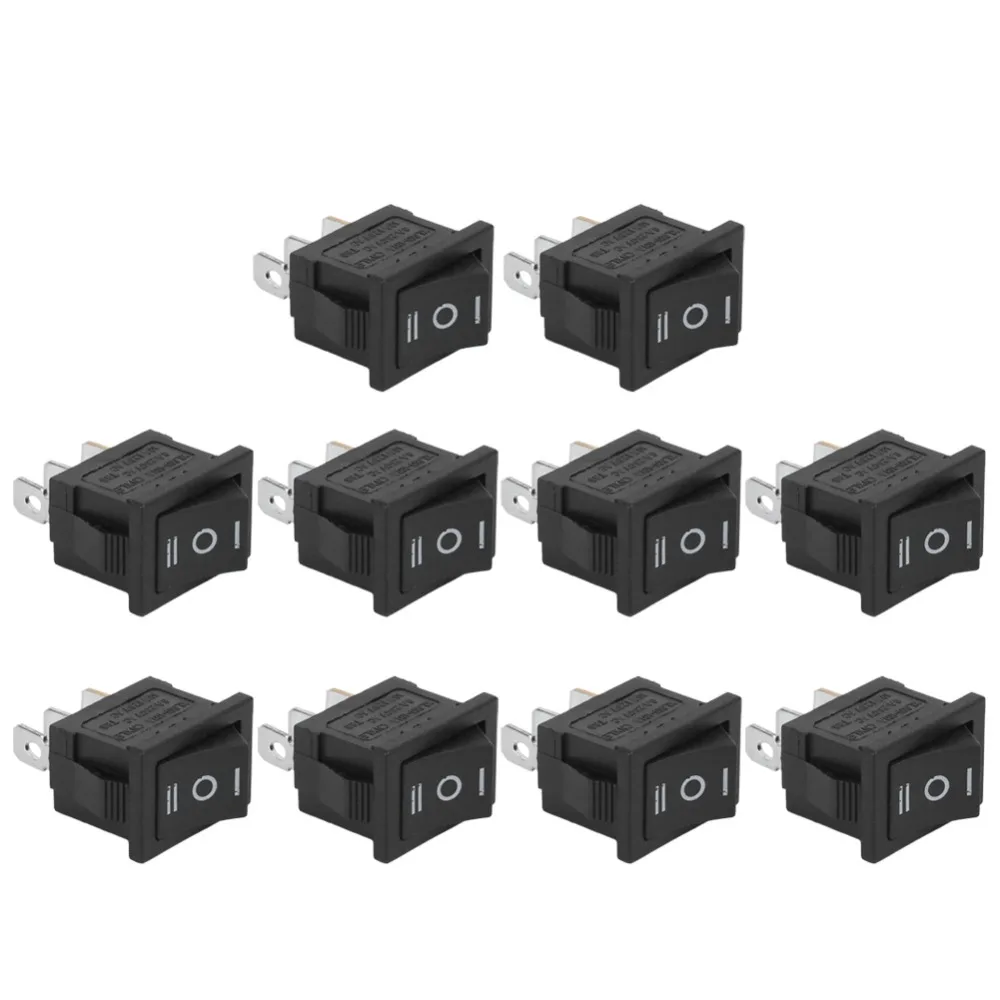 10Pcs KCD1 Mini Rocker Switch 3 Pin 3 Position Black Boat Rocker Switch SPST Snap-in Square Toggle ON-OFF-ON Home Appliances