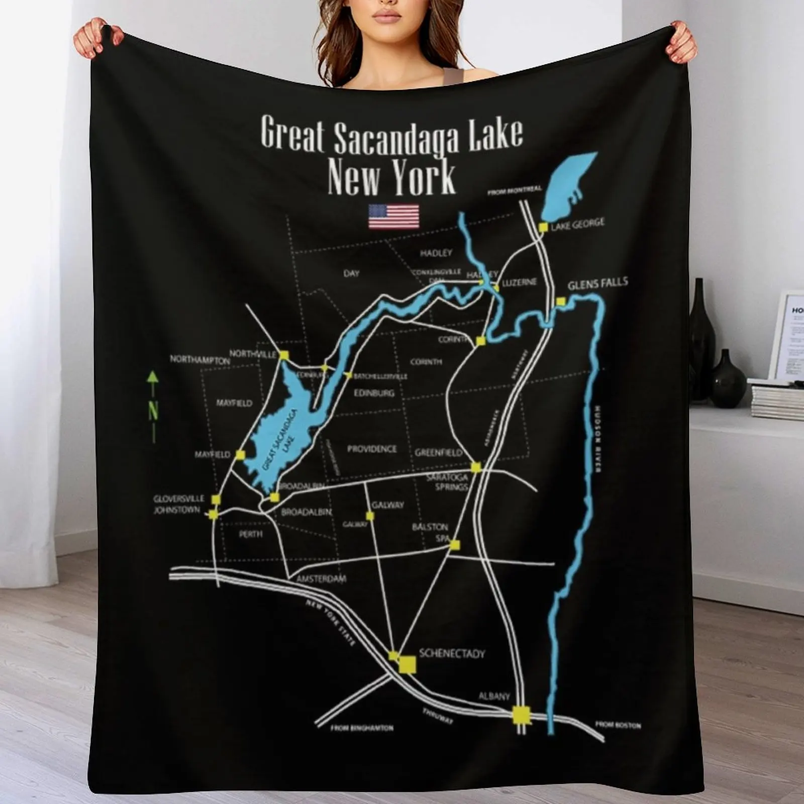 Copy of Ghost Boo T-SGreat Sacandaga Lake T-ShirtThe Great Sacandaga Lake MapNew YorkhirtGhost Boo halloween tee Throw Blanket