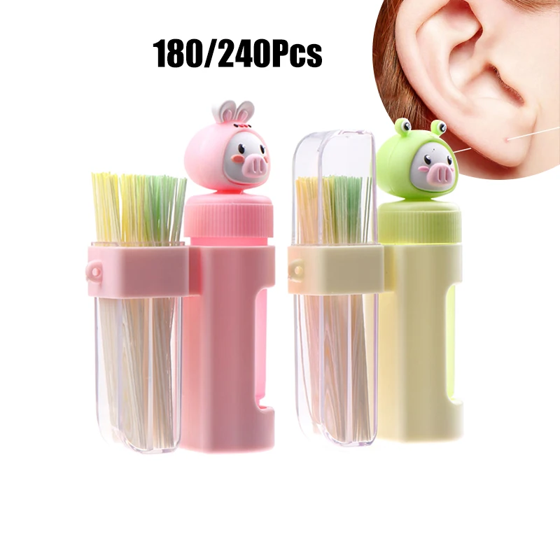 180pcs Earring Hole Cleaner Mint Flavor Disposable Piercing Cleaning Line Tool Piggy Ear Line Cleaner Ear Piercing Cleaner