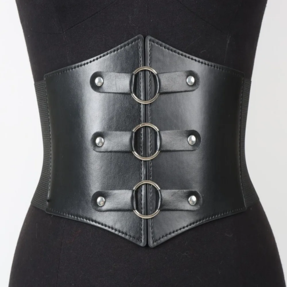 Mode super brede korset riem bandage elastische hoge taille pu lederen gordel bustier korset dames