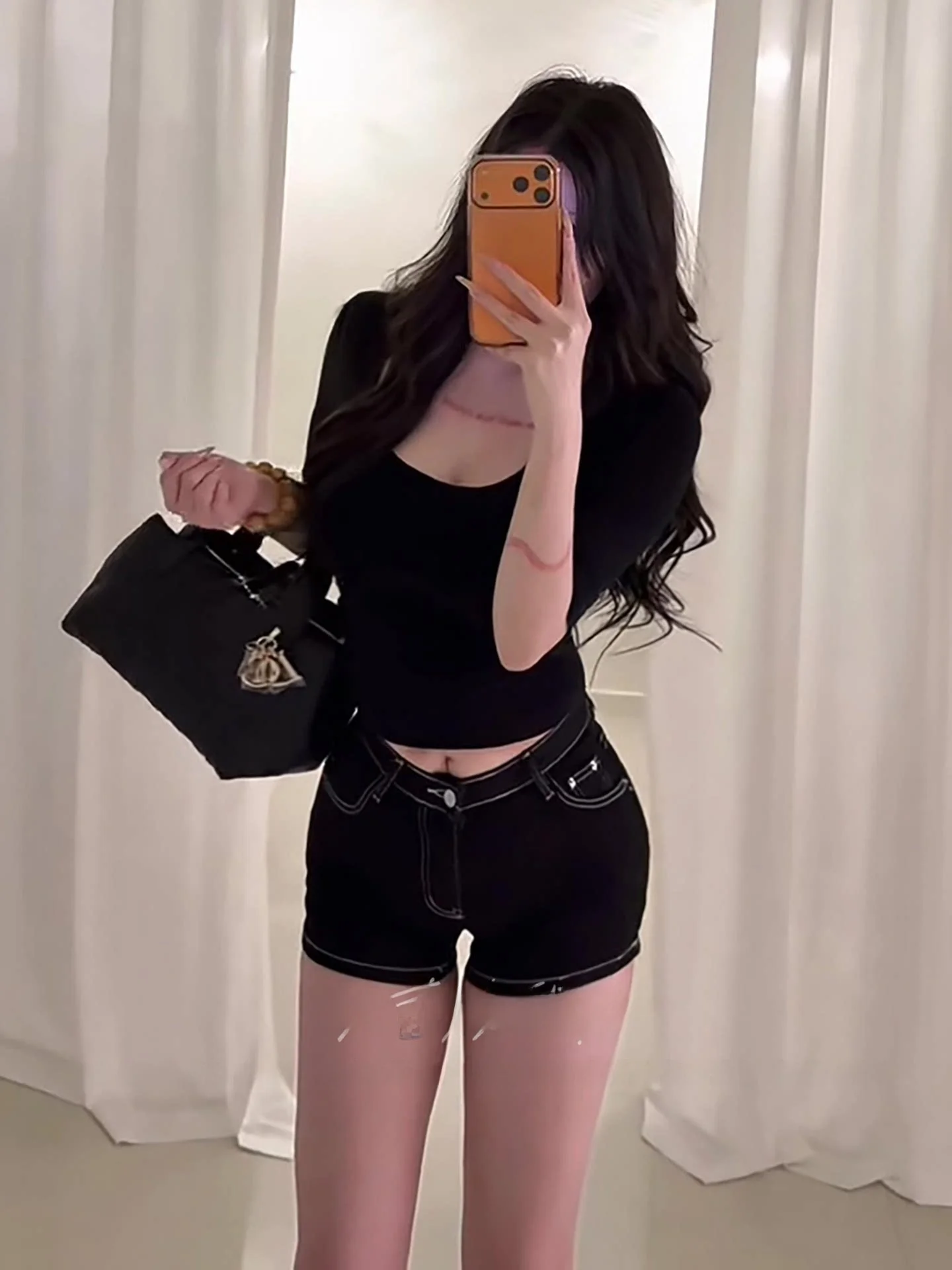 

Low-Waist American Hot Girl Sle Skinny Jeans Women's Design Sense Built-In Hip Enhancement Stitched Slimming Wraparound orts