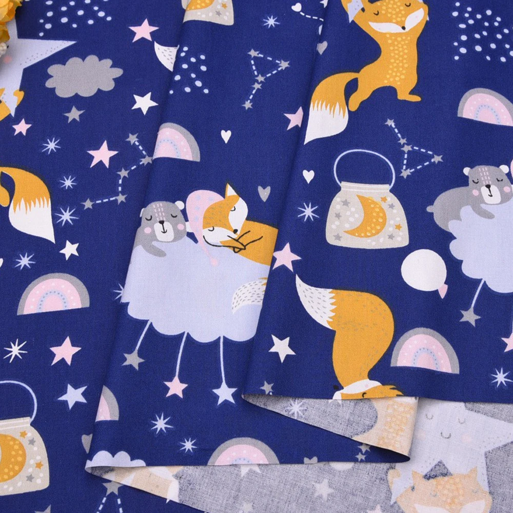 Teramila Cotton Fabric Fox Cartoon Design Tecido Tela Bedding DIY Patchwork Quilting Baby Cloth Sewing Home Textile Scrapbooking
