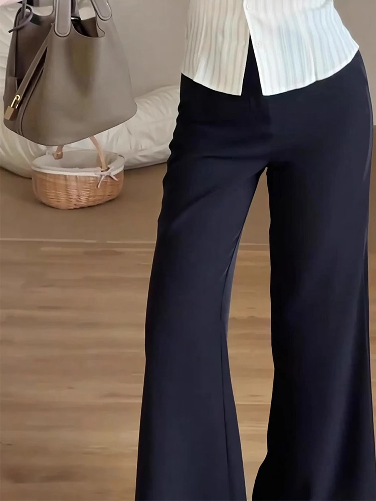 하이웨이스트 플레어 캐주얼 팬츠 여성용 신축성 루즈핏 가을 신상 슬림핏 플러스 사이즈 몸매 가리기 작은 사이즈