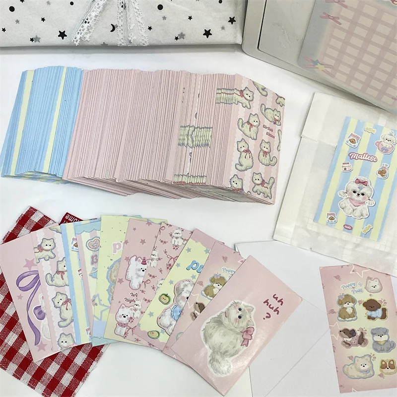 100pcs Hand-painted Ins Cat and Dog Sealing Sticker Cute Cream Sealing Sticker Packing Out Card Hand Account Special Sticker