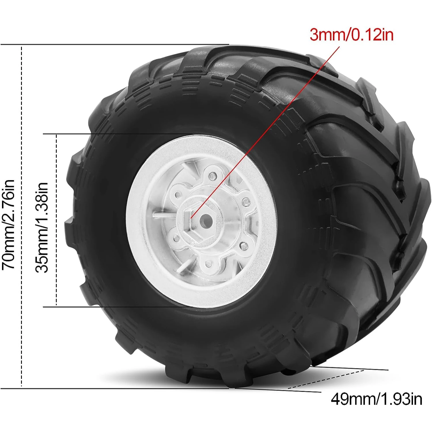 OGRC 1.0 Monster Truck Wheel Rim Tires Set for FCX24 SCX24 C10 JLU Deadbolt Gladiator Bronco 1/24 Crawler Car