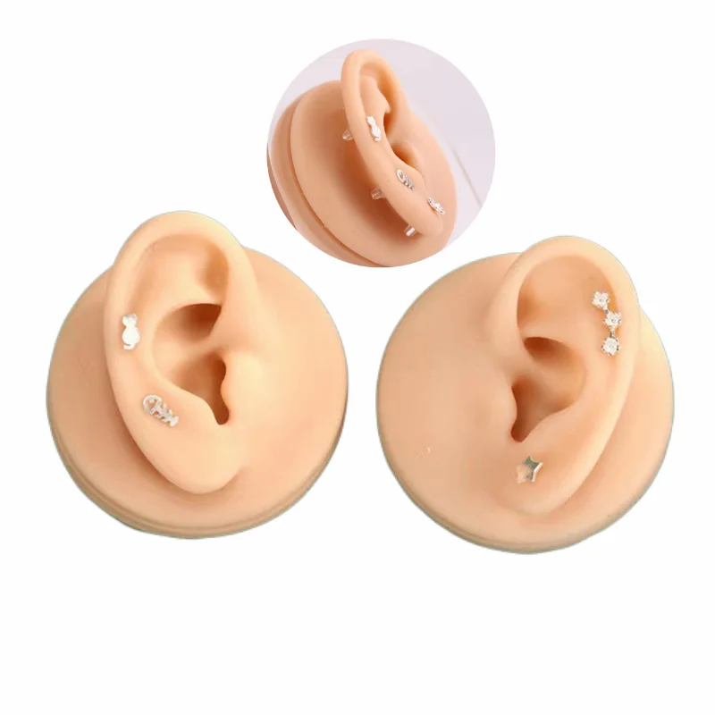 1:1Practice Jewelry Piercing Silicone Ear Model Pro  Earring Ear Stud Display Tools Reused Body Jewelry Tools Tattoo Accessories