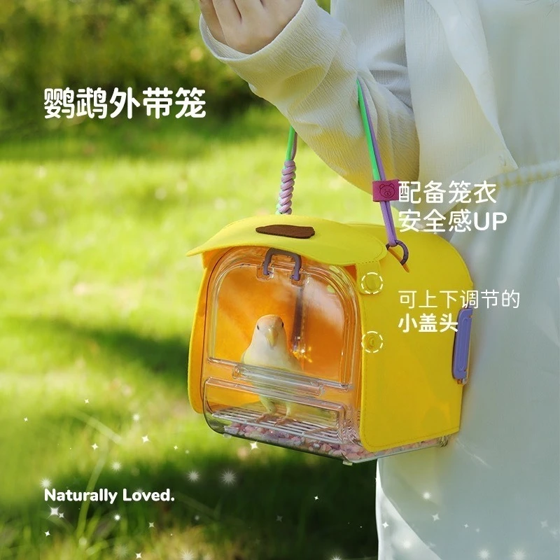 Transparent Breathable Parrot Travel Cage Handheld Portable Outdoor Bird Carrier for Budgies Lovebirds Pet Bird Supplies