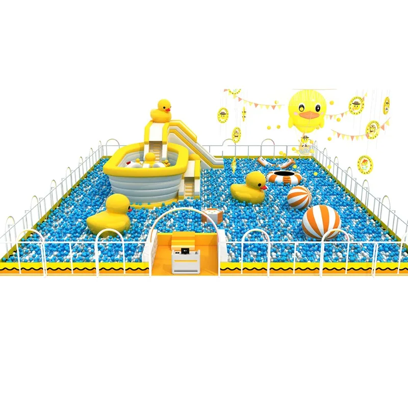 Commercial indoor playground equipment Shopping mall atrium ball pit with inflatable trampoline