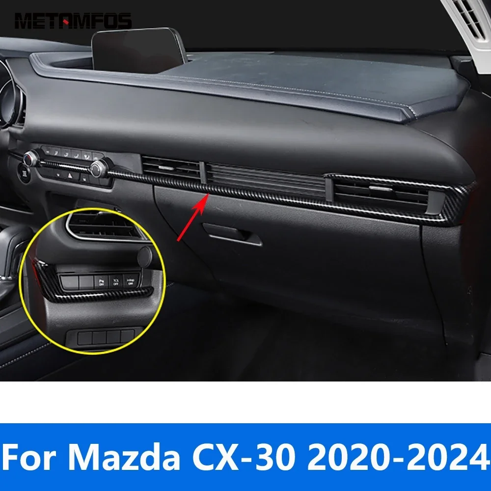 

Аксессуары для Mazda CX-30 CX30 2020 2021 2022 2023 2024, внутренняя центральная консоль из углеродного волокна, панель приборной панели, полоса, накладка