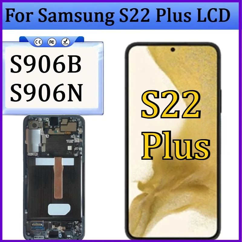 

TFT/OLED-дисплей для Samsung S22 Plus S906B S906N, сенсорный экран с рамкой для Samsung Galaxy S22+