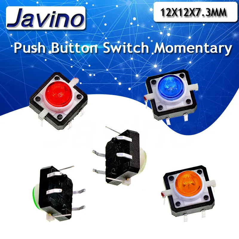 5PCS 12X12X7.3 Tactile Push Button Switch Momentary Tact LED 5 Color 12X12X7.3mm 12*12*7.3mm