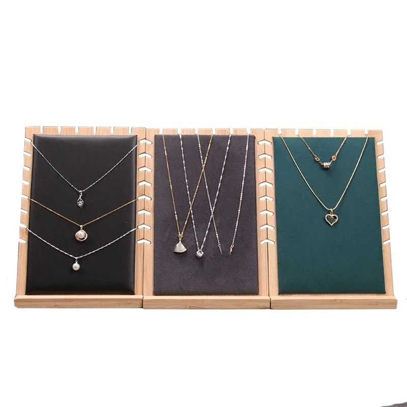 

Bamboo Detachable Necklace Display Stand Pendant Organizer Holder Jewelry Storage Rack Board