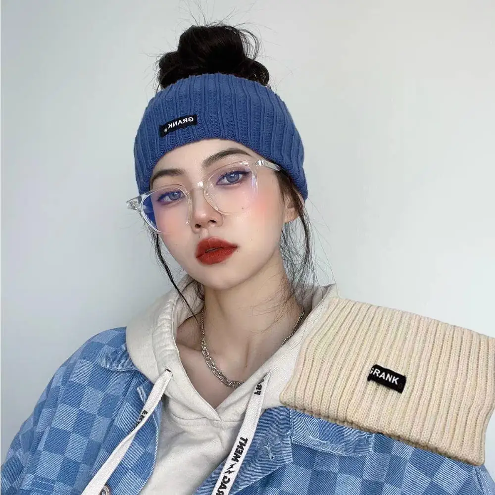 

Women Winter Wide Headband Vertical Striped Elastic Headwear Simple Elastic Sports Hair Bands Solid Color Knitted Warm Headwrap