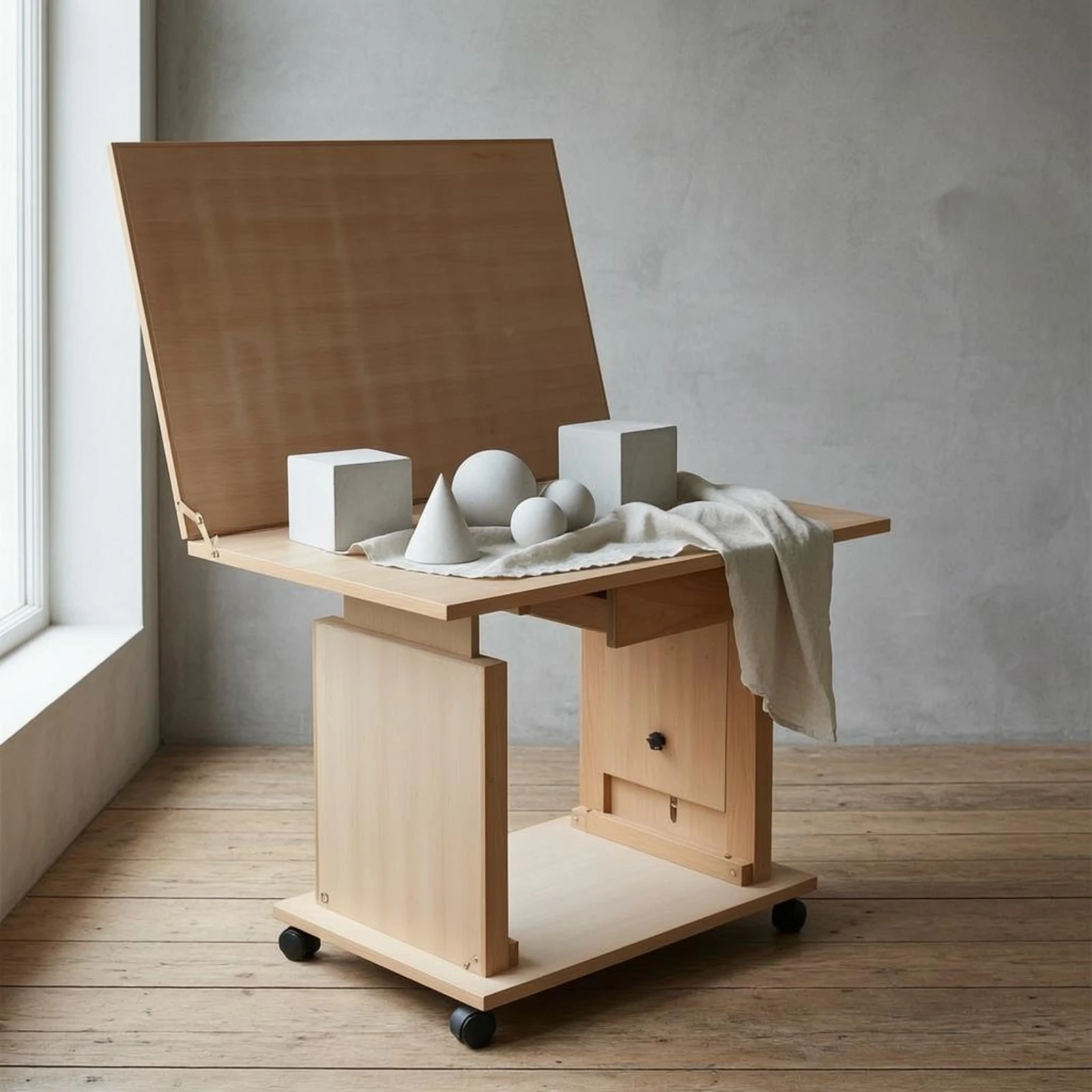 Adjustable Still Life Table Beech Wood Tilting Drawing Table Studio Furniture Rectangular Easy Assembly for Sketching view 3