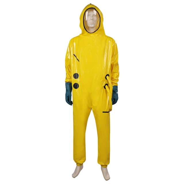 The Backrooms Cosplay Wanderer Costume Yellow Jumpsuit Mask Gloves 
