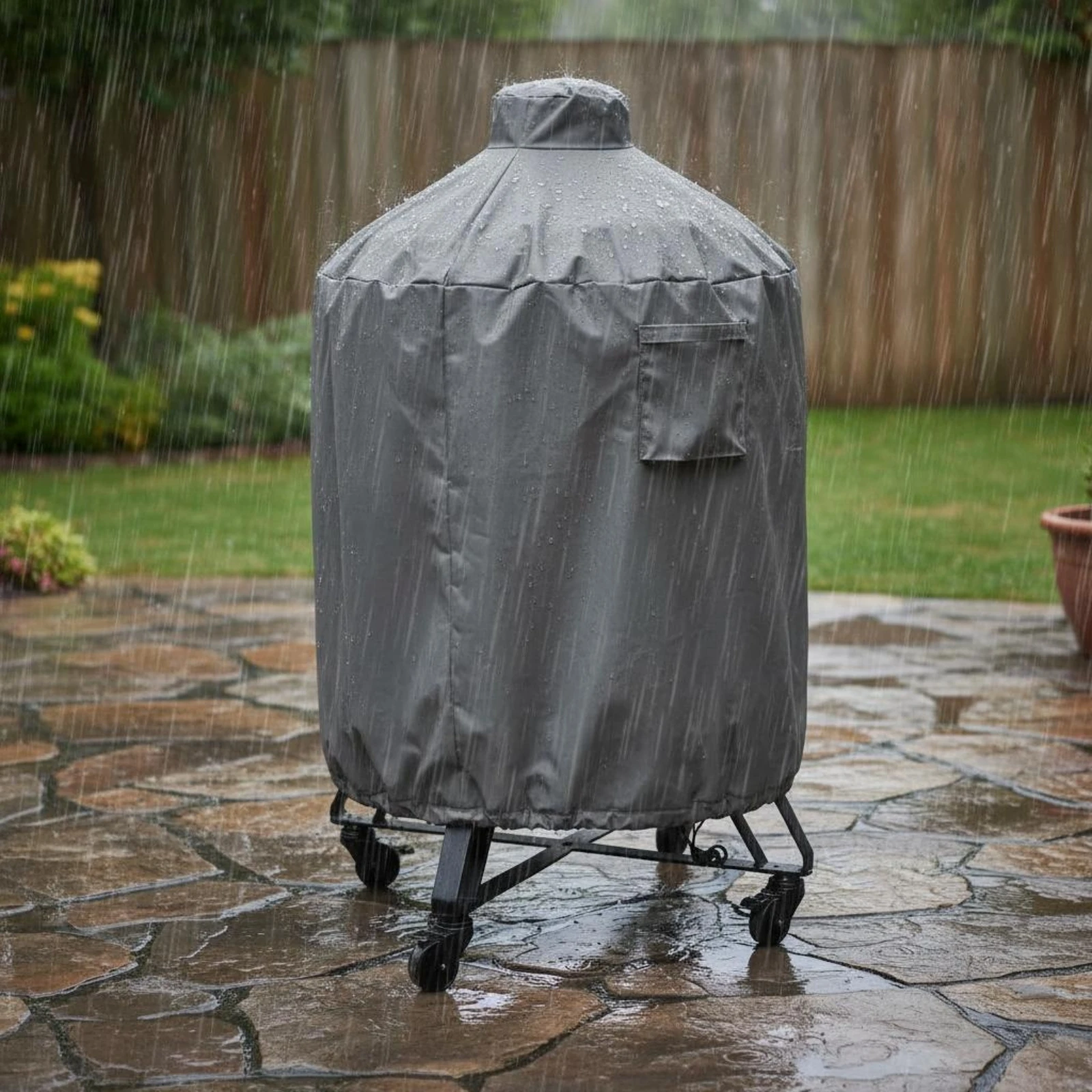 Round Grill Cover Waterproof Round Grill Cover Windproof With Handle for Outdoor, Backyard