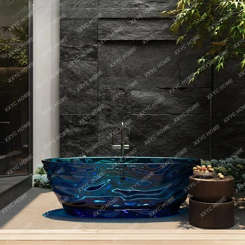 Transparent color resin integrated free-standing bathtub home hotel homestay simple