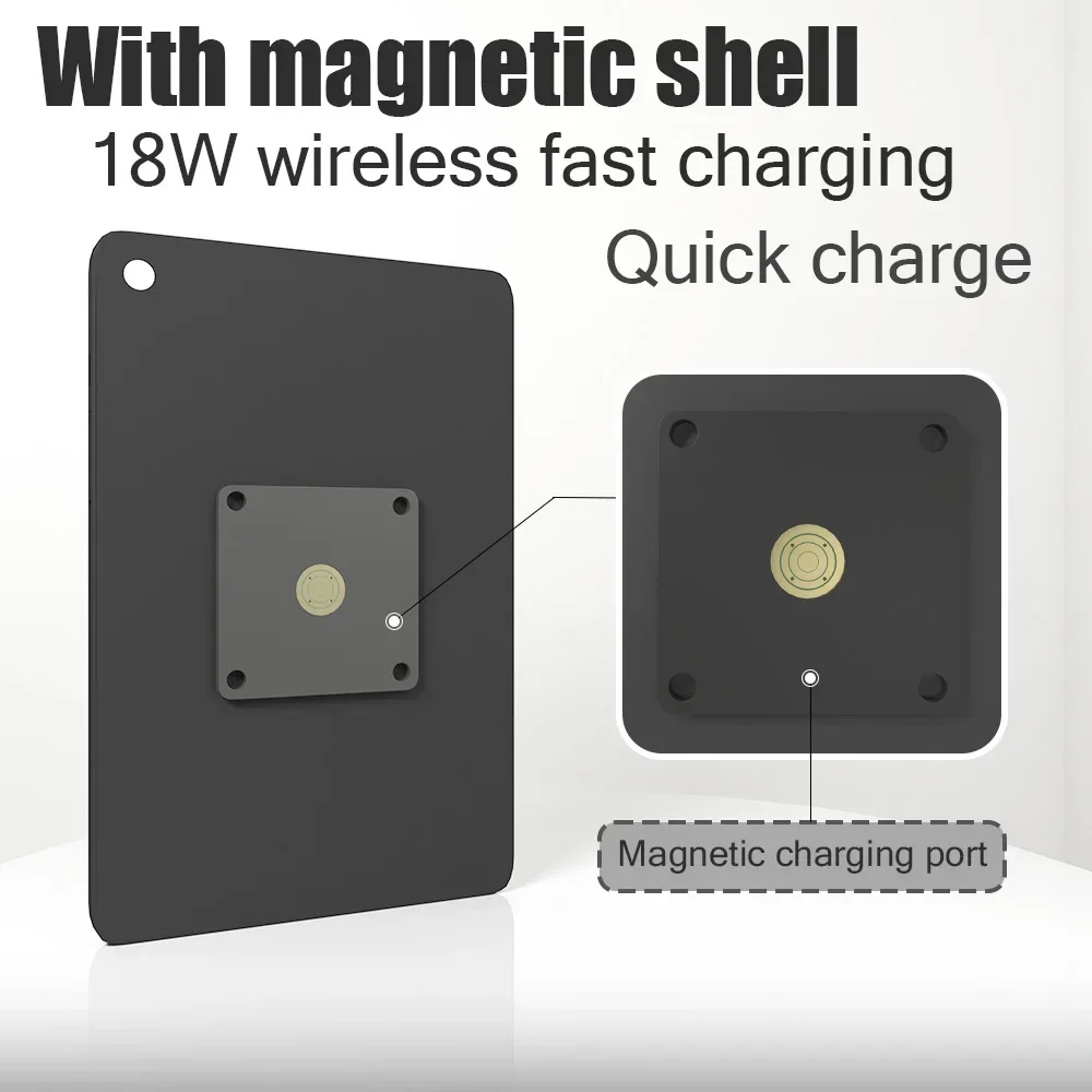 For Samsung Galaxy Tab A9+ 11 inch Stand, Wall Mount A9 Plus Tablet Stand 18W Fast Charging Magnetic Wireless Rotatable Design