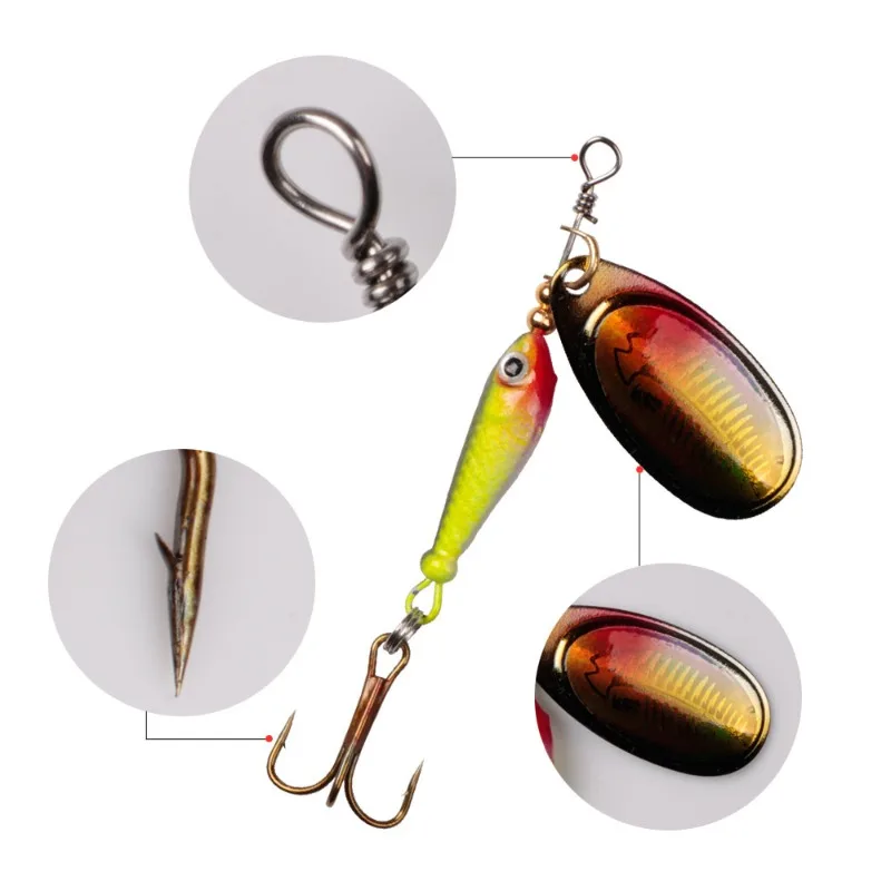 xgnvpy Rotating Spinners Spoon Lures 10cm 17g Metal Artificial Bait Hooks Fishing Lure Tackles Swimbait Spinner Bait