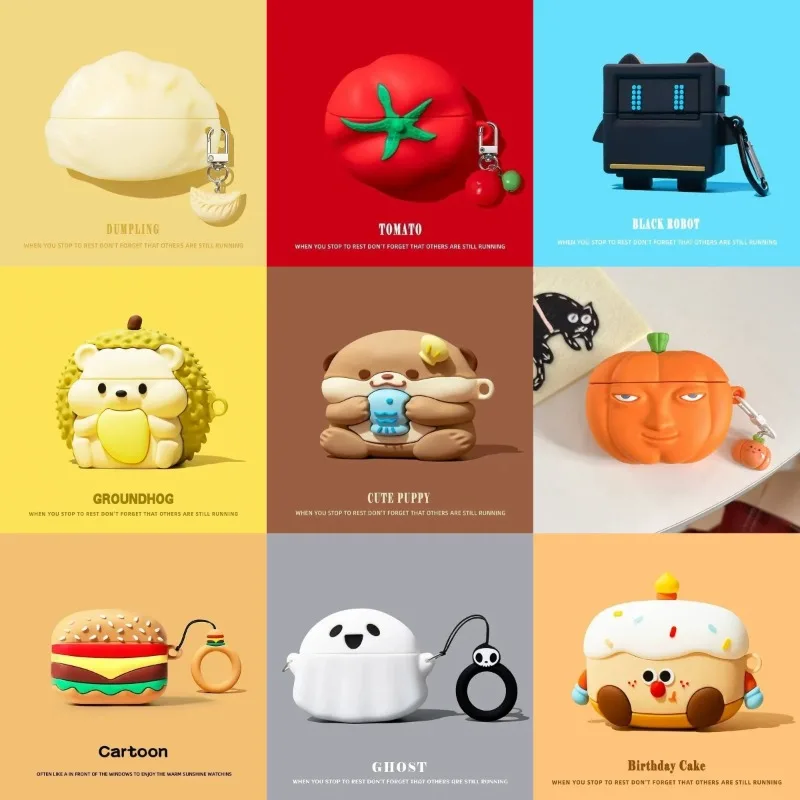 

For Huawei FreeClip 2 3D Cute Cartoon Simulated Tomato Cat-pad Silicone Headphone Cover Shockproof Shell Protective Sleeve Case