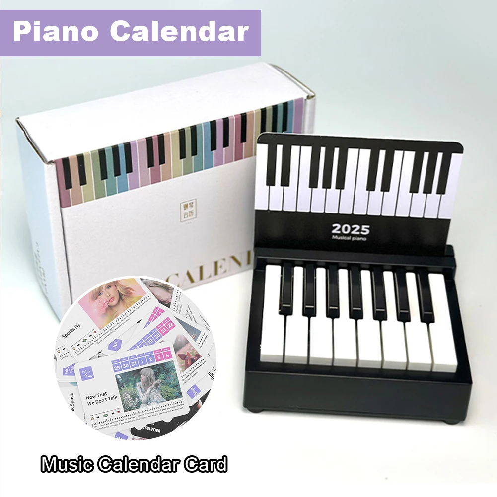 Taylor Piano Calendar 2025 Music Sheets Toy Playable Mini Piano Calendar with 27 Music Calendar Cards 52 Songs Gifts for Fans