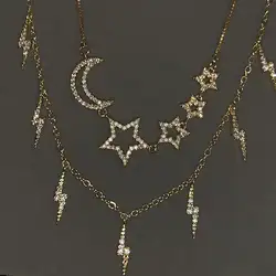 CHARM NECKLACE 2022 Statement chain choker charm lovely cz lightning gold color top quality summer necklace for lady women