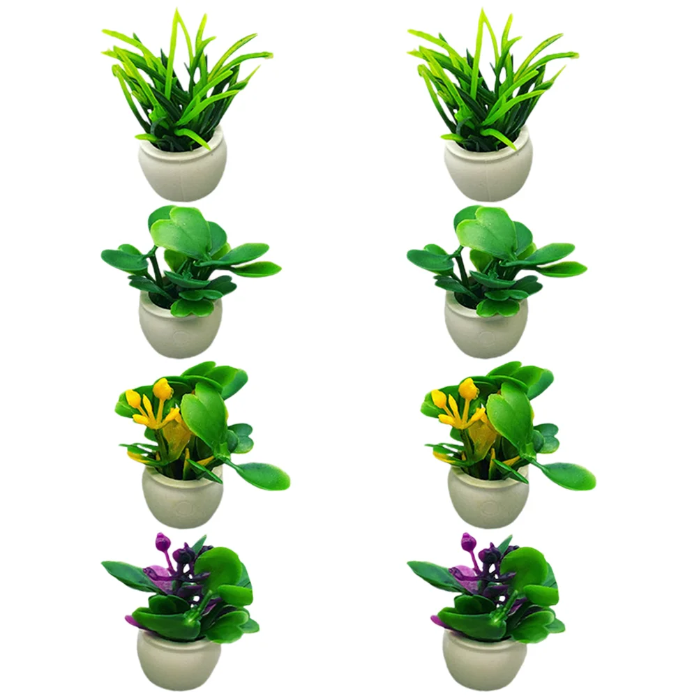 8 ชิ้น House Mini Plant รุ่นดอกไม้ขนาดเล็ก Bush ภูมิทัศน์กระถางต้นไม้ตกแต่งบ้าน Miniature ตกแต่งประดิษฐ์