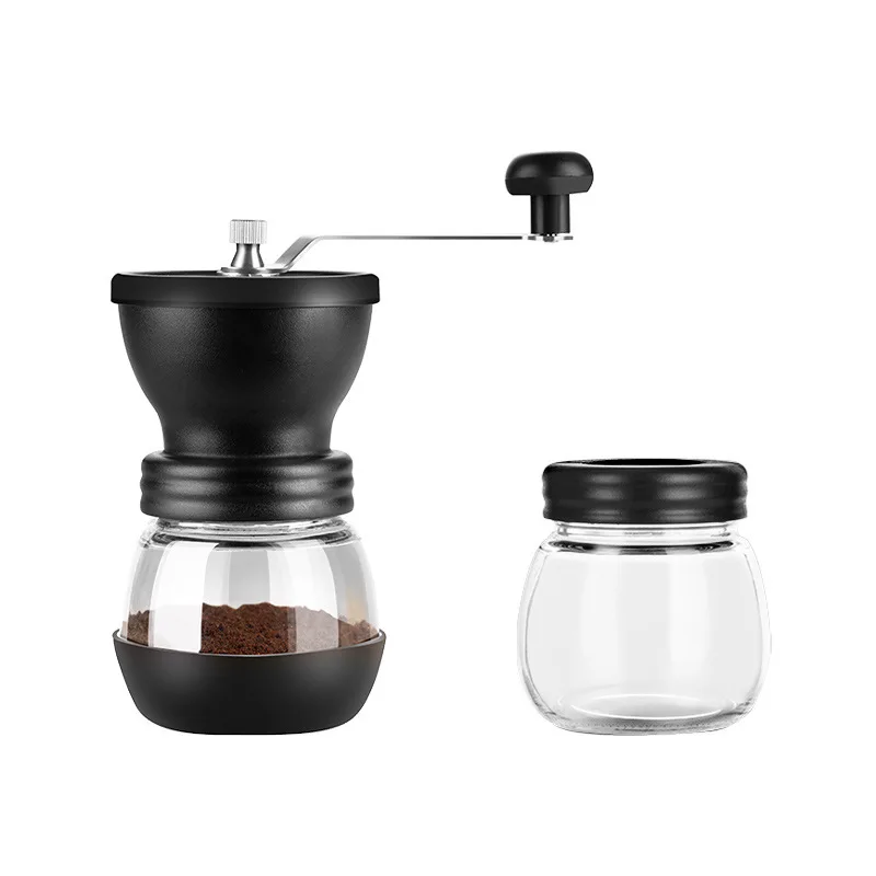 

Manual Ceramic Coffee Bean Grinder, Portable Hand Mill with Glass Carafe for Home, Office, Freshly Ground Spices and Coffee Bean