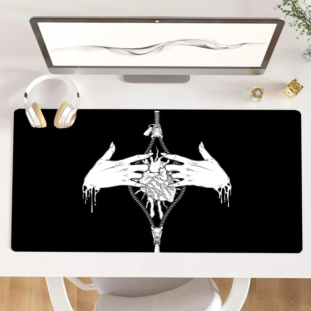 

1 шт. 2D плоский XXL игровой коврик для мыши Dark Heart, нескользящий коврик для офиса с замком и краем для ПК