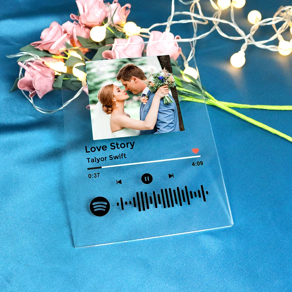 Personalized Spotify Music Acrylic Board With Light Base Custom Personal Photo Song Singer Name Night Lamp Girls Valentine Gift