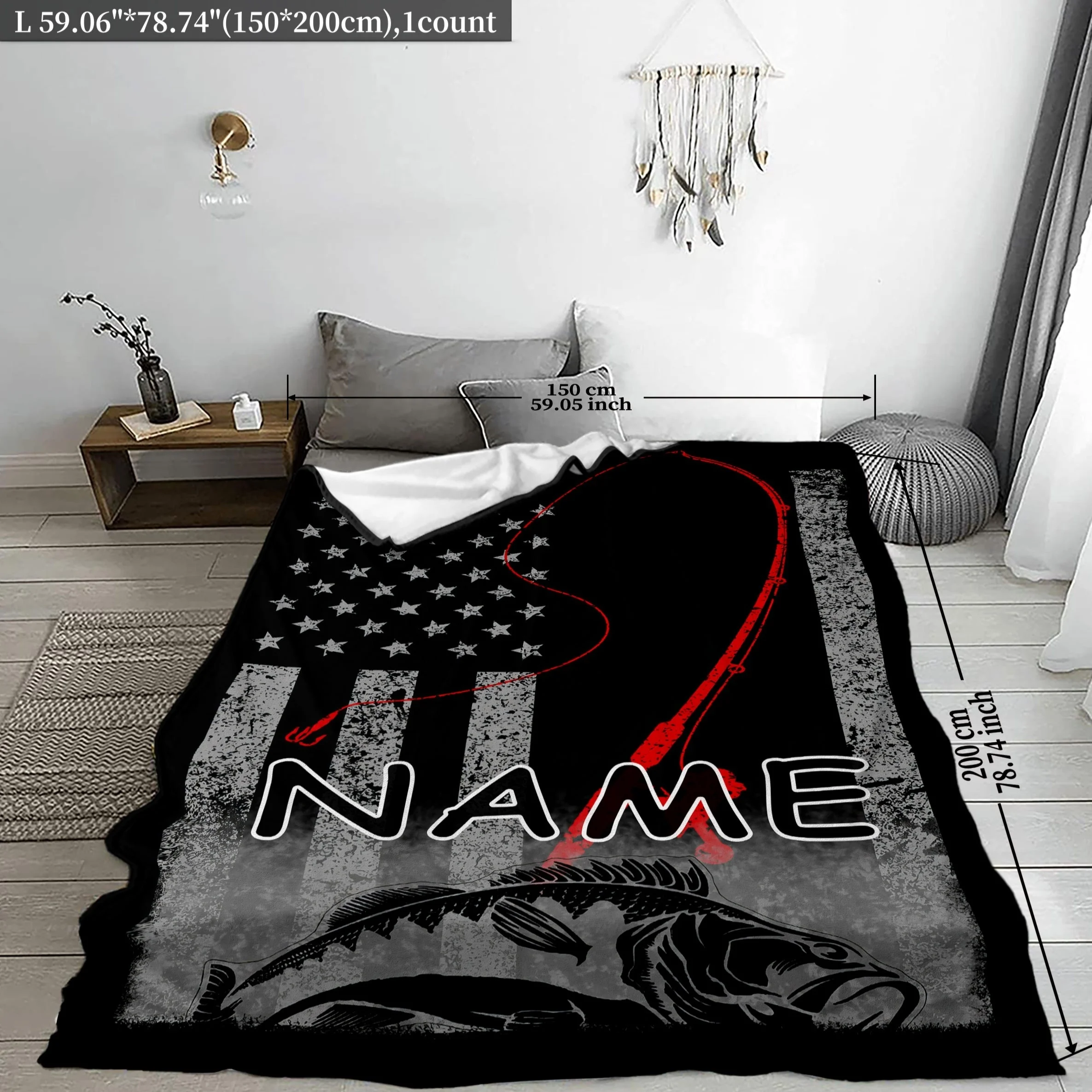 

1. индивидуальное одеяло на тему рыбалки с мягкой и теплой фланелью, с американским флагом и рыбным дизайном с обеих сторон.