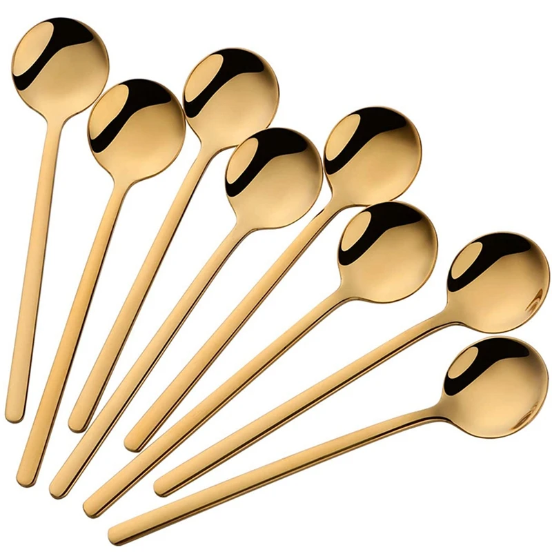 

12Pcs Round Coffee Spoon,Stainless Steel Mini Teaspoons,Sugar/Dessert Spoon,Ice Cream Spoon