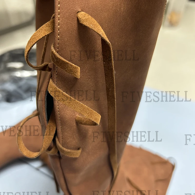 Bottes de chevalier rétro en cuir PU pour hommes, chaussures Anime, Viking médiéval, Kokor nordique, bottes de cosplay, paupières, carnaval, fête