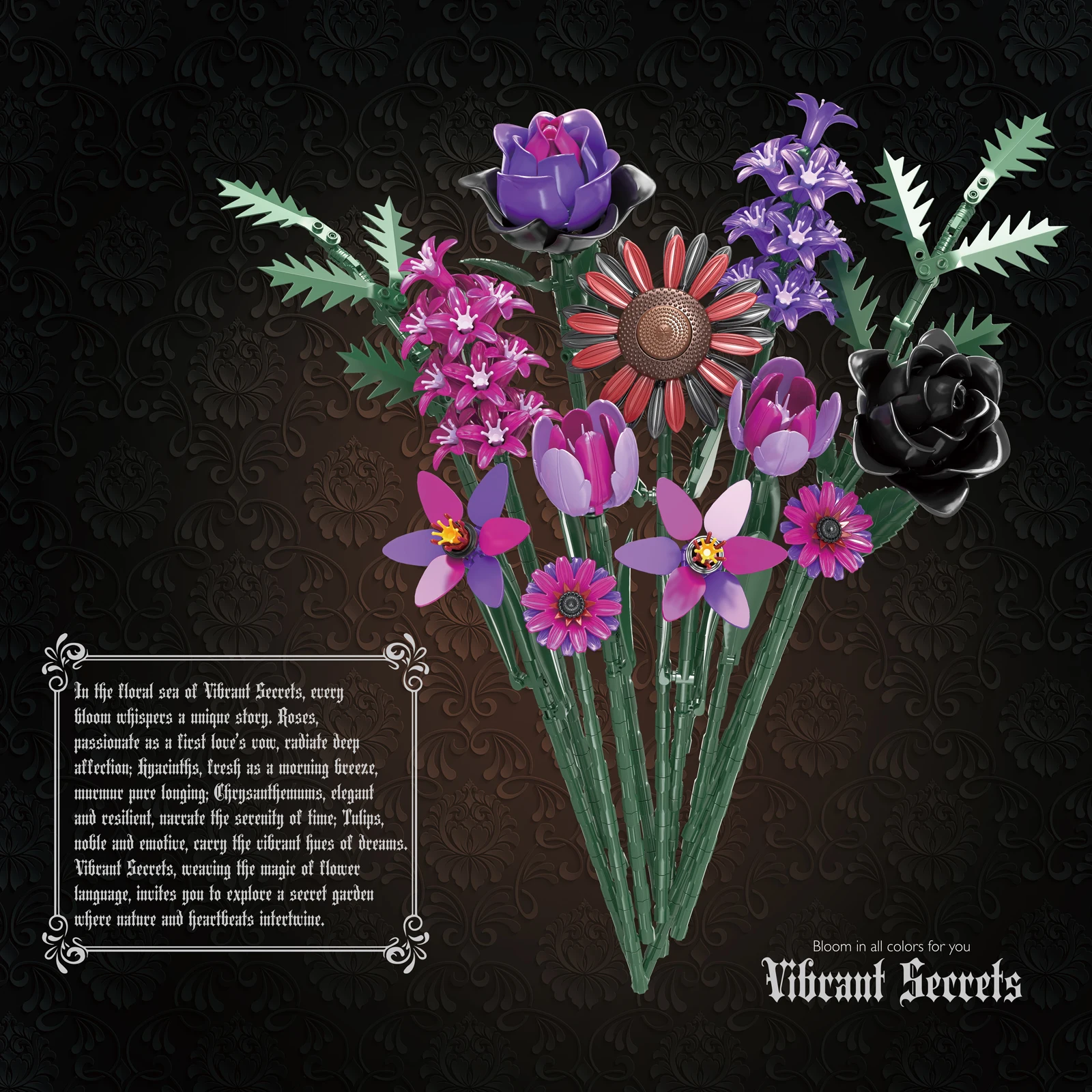 11027 Gothic Bloemen 614 stks Bloemboeket DIY Kleine Stuk Bouwstenen Model MOC Technische Montage Speelgoed voor Kinderen Geschenken