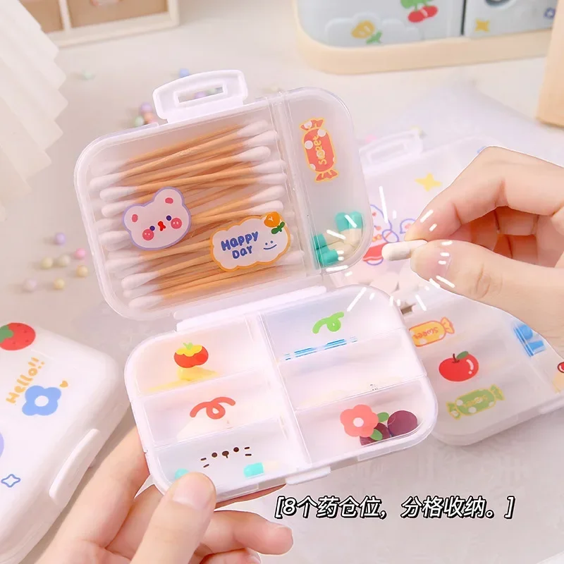 Simple and Portable Home Separated Medicine Box Travel Mini Storage Box Transparent Pill Box Multi Compartment Storage Box