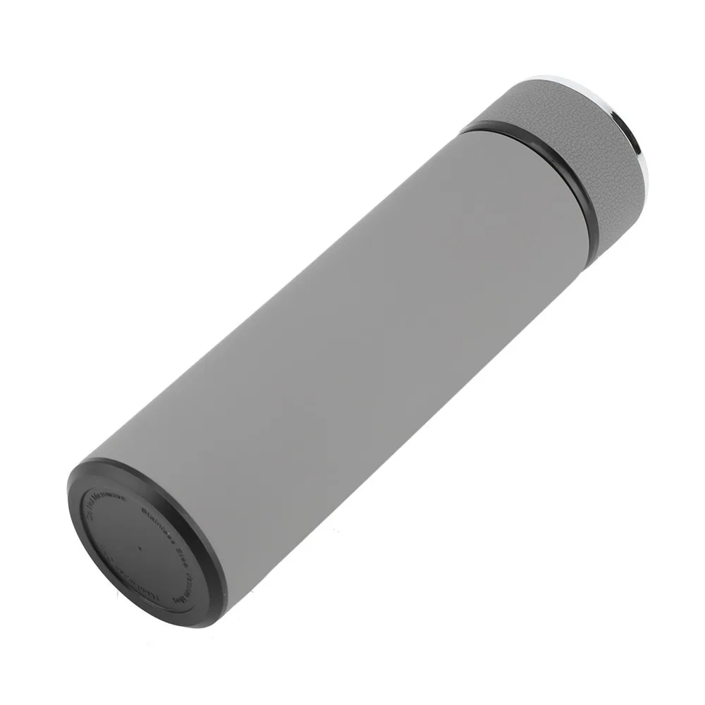 500ml Thermal Cup with Leather Grain Lid Rustless Steel Insulated Mug Round Comfortable Tight Leakproof Sealing Portable Cup