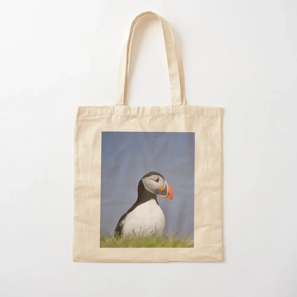 

Puffin on Grimsey Tote Bag canvas tote reusable grocery bags hand bags personalized tote