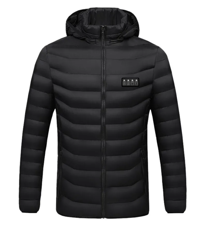 New Men'S Winter Four Control 21 Zone Intelligent Heating And Warming Fashionable And Casual Hooded Cotton Coat (No Power Bank)